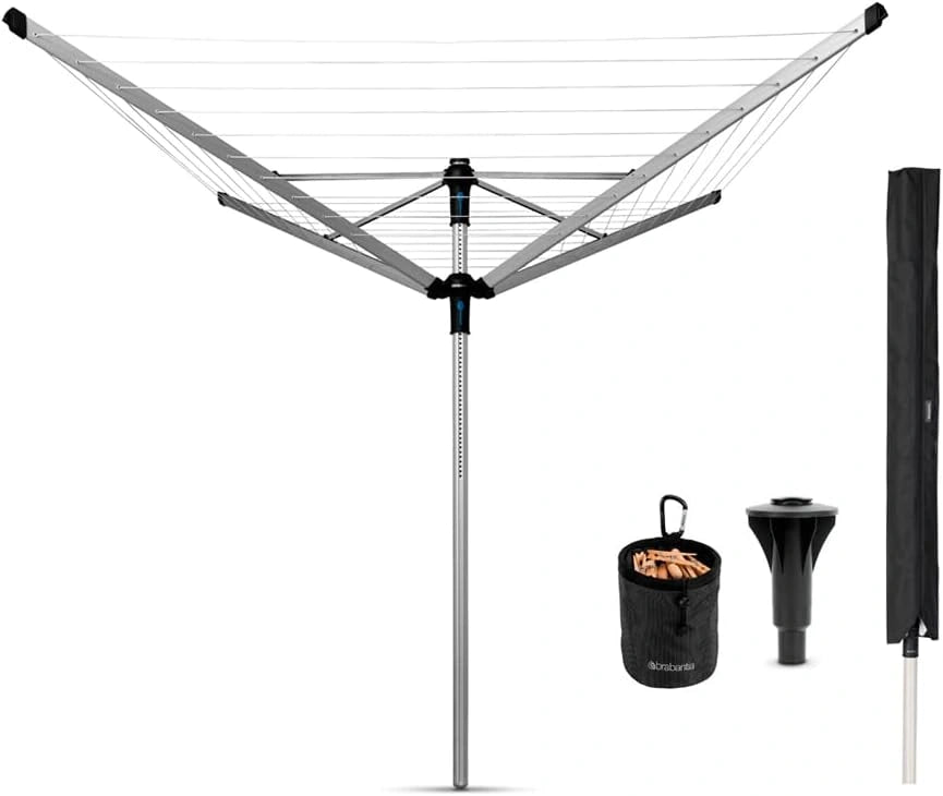 Brabantia Séchoir Extérieur Lift-O-Matic 60m - Résistant UV avec Ancre et Housse