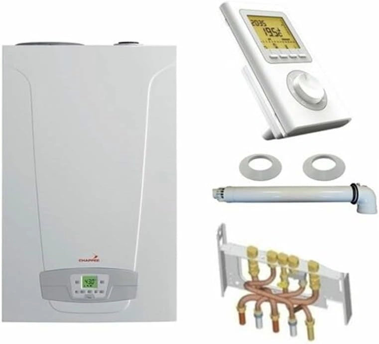 Chaudière à Gaz Condensation 25 kW avec Kit Complet et Thermostat