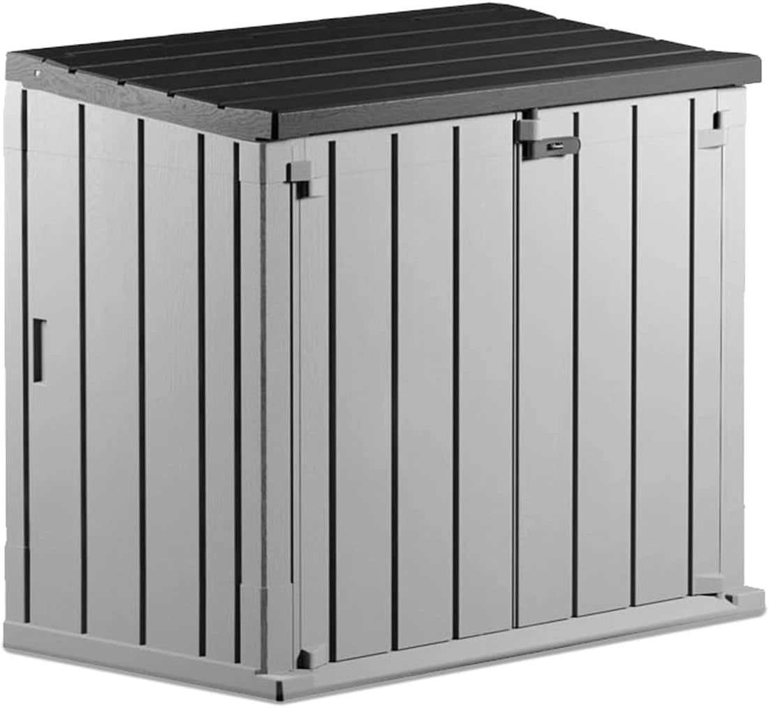 Coffre de Rangement Extérieur 2 Portes 842L – Résistant Intempéries, Effet Bois, Anthracite