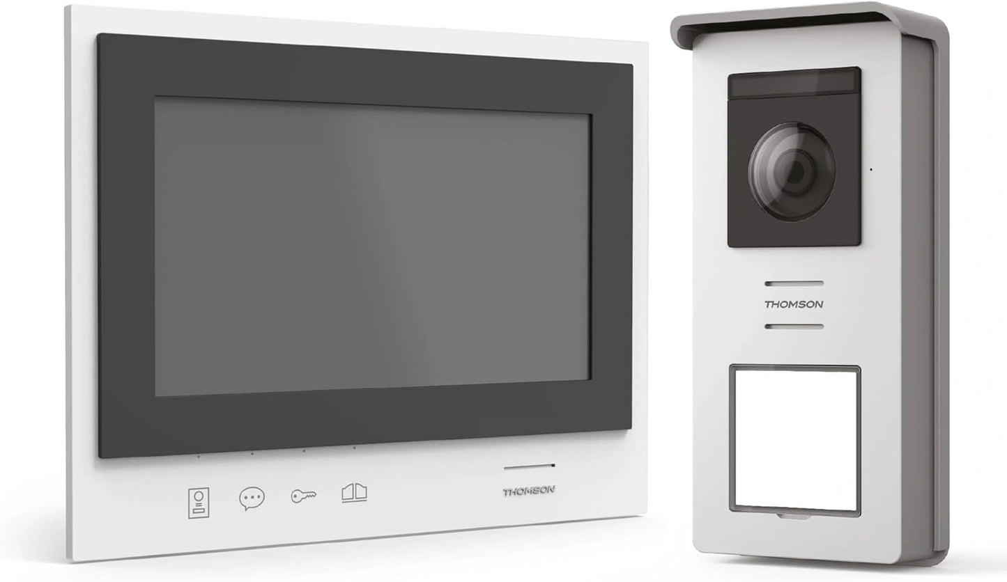 Visiophone Sans Fil HD Thomson - Écran 7'' avec Vision Nocturne, Portée 350m, Carte SD 8Go Incluse, Commande Portillon et Portail, Conception Étanche, Garantie 3 Ans