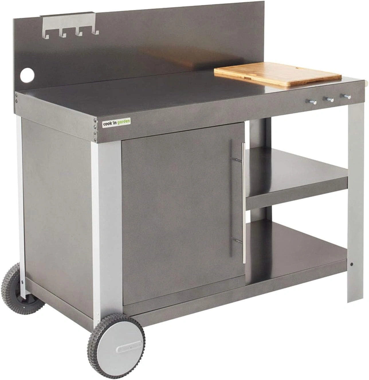 Chariot de Jardin Nova 110 Premium avec Plan de Travail pour Barbecue, Noir/Gris