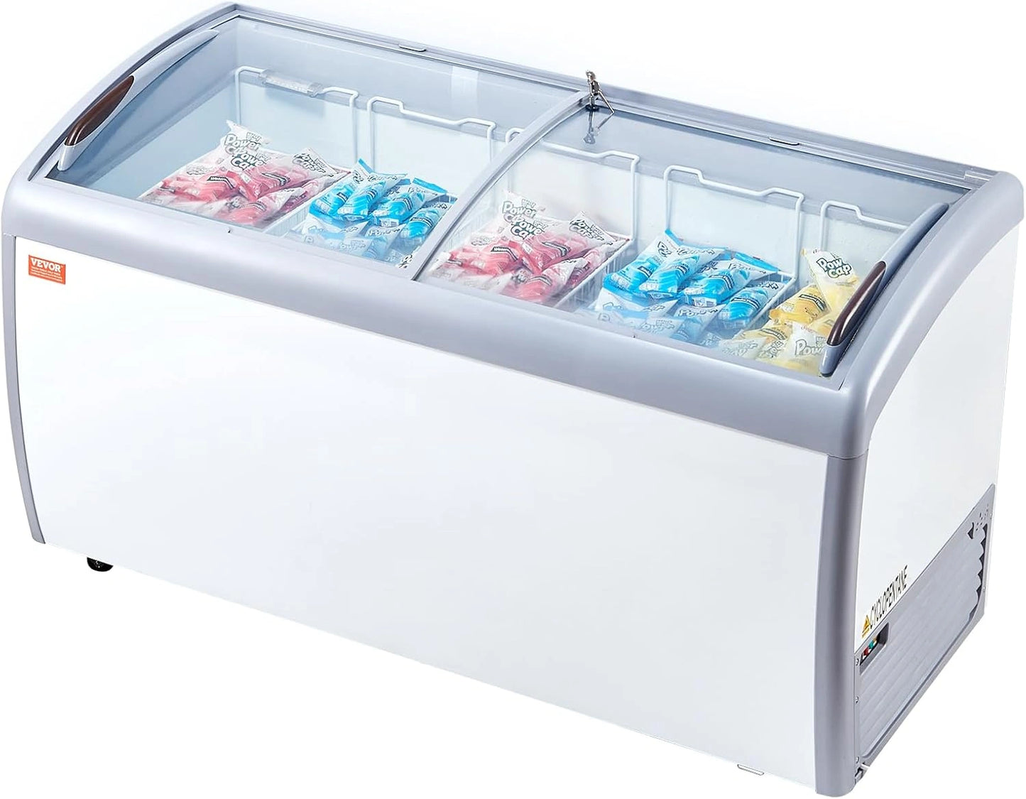 VEVOR Congélateur à Glace Commercial 460 L, Vitrine Réfrigérée avec Portes Coulissantes en Verre, 5 Paniers, Roulettes Verrouillables