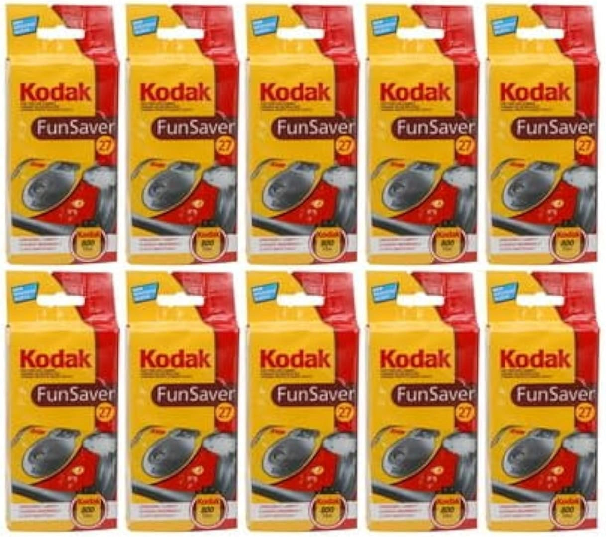 Kodak Fun Saver Pack de 10 Appareils Photo Jetables 35mm Couleur avec Exposition Automatique