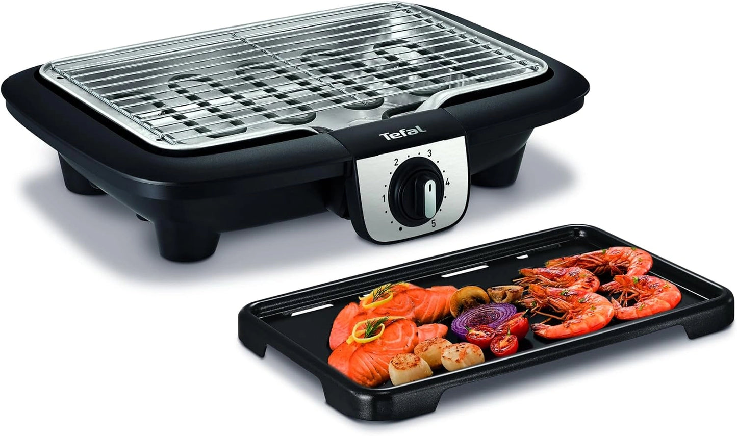 Barbecue Électrique de Table 2-en-1 Tefal Easy Grill, Plaque Plancha, 2100W, Réduction de Fumée
