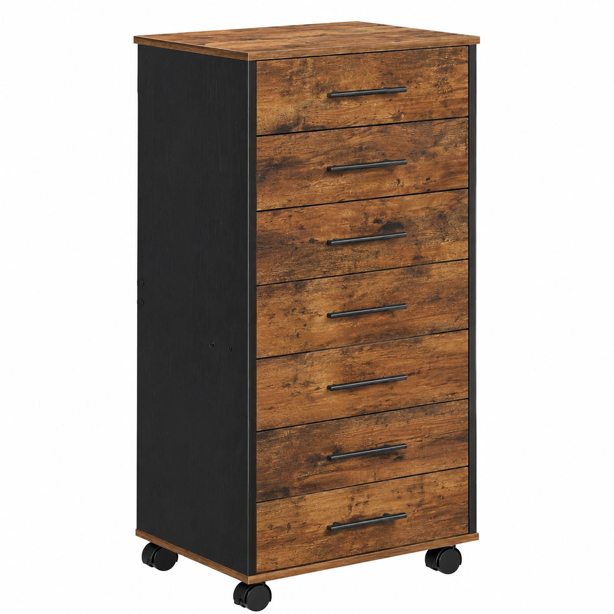 armoire-de-rangement-a-roulettes-avec-7-tiroirs-style-industriel-facile-a-monter-marron-rustique-et-noir-pahhet3158vz