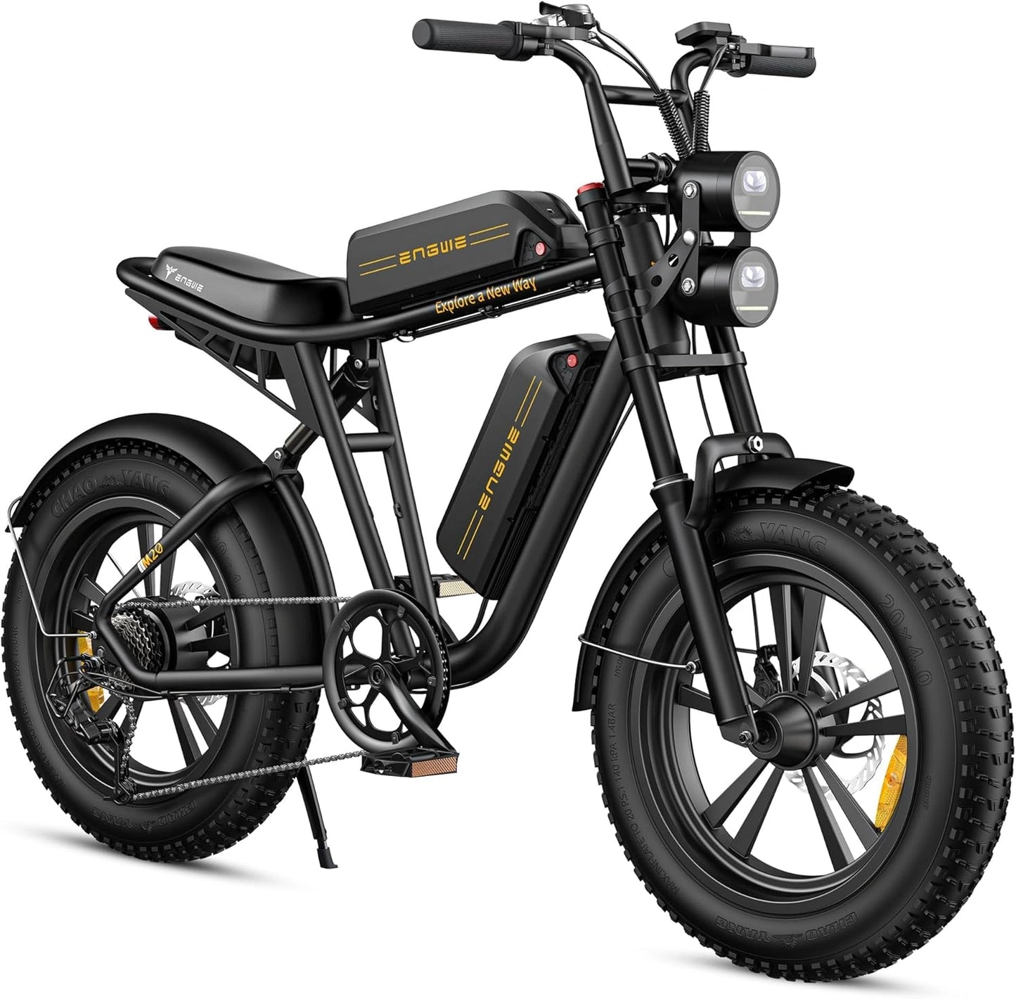 Vélo Électrique ENGWE Homme, E-Bike 20x4.0 Pouces, 2 Batteries, Jusqu'à 170km, 7 Vitesses