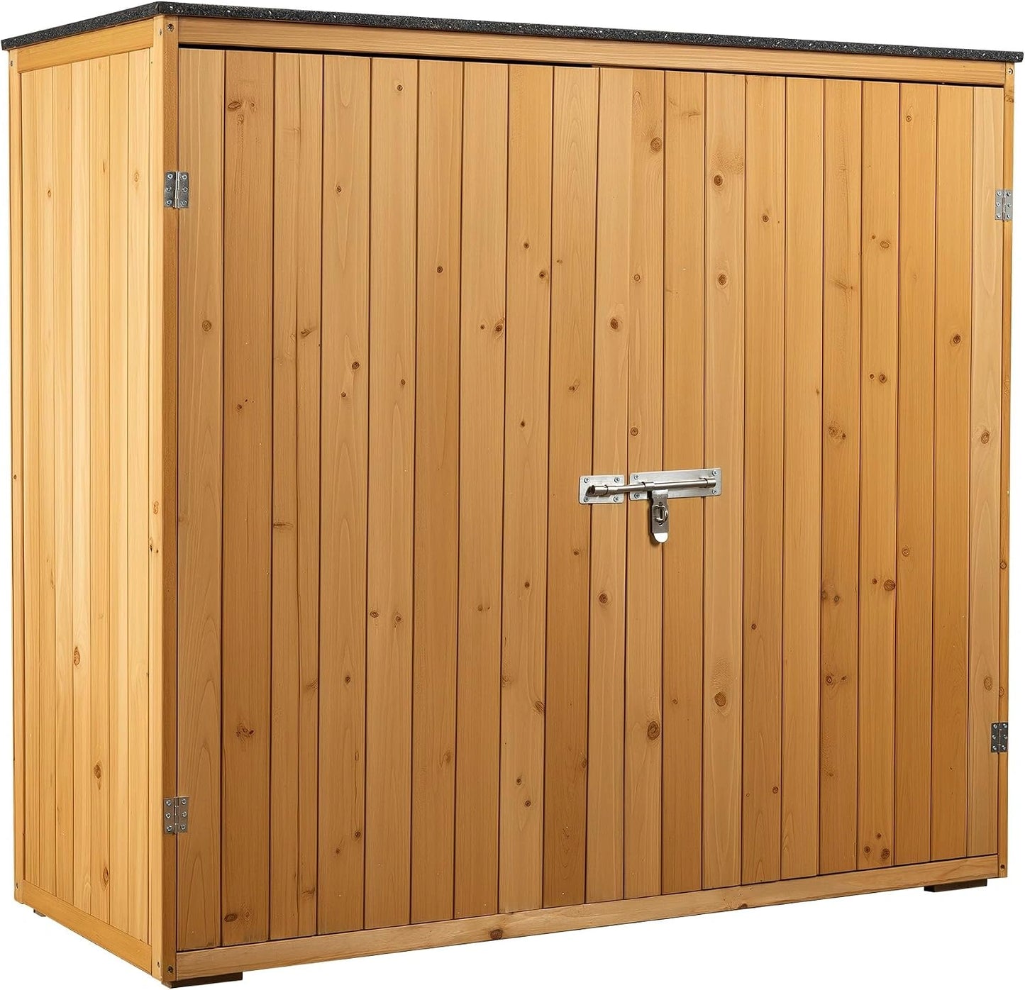 Abri de Jardin en Bois Verni avec Toit PVC et Double Porte 136x58x127 cm