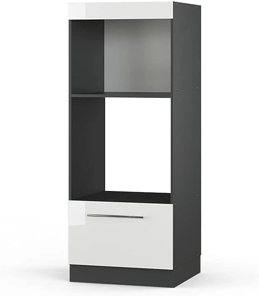 Vicco Meuble pour Micro-Ondes Fame-Line, Blanc Brillant, 60cm, Modulable avec Autres Éléments de la Série Fame-Line