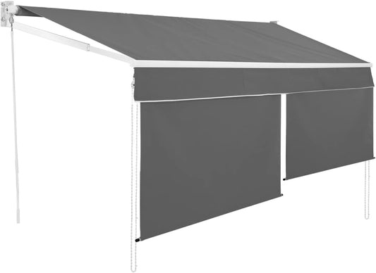 Store Banne Manuel 4x3m Gris Anthracite avec Lambrequin
