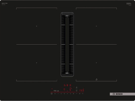 Bosch Plaque à Induction avec Hotte Intégrée, Série 6, 4 Zones de Cuisson, Noir
