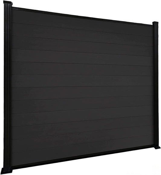 Barrière de Jardin en WPC Résistante aux Intempéries avec Poteaux en Aluminium - Noir 180x180 cm
