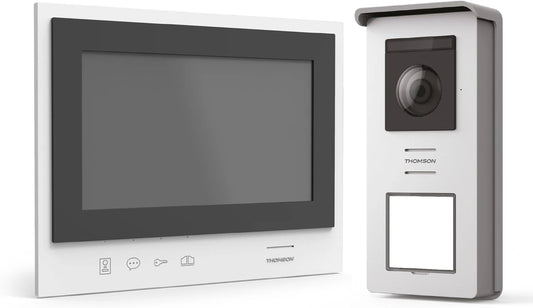 Visiophone Sans Fil HD Thomson - Écran 7'' avec Vision Nocturne, Portée 350m, Carte SD 8Go Incluse, Commande Portillon et Portail, Conception Étanche, Garantie 3 Ans