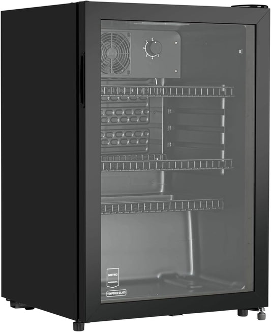 Réfrigérateur à Boissons Noire avec Serrure, 118L, Métal/Verre, 54.5x54x84cm, Refroidissement Statique