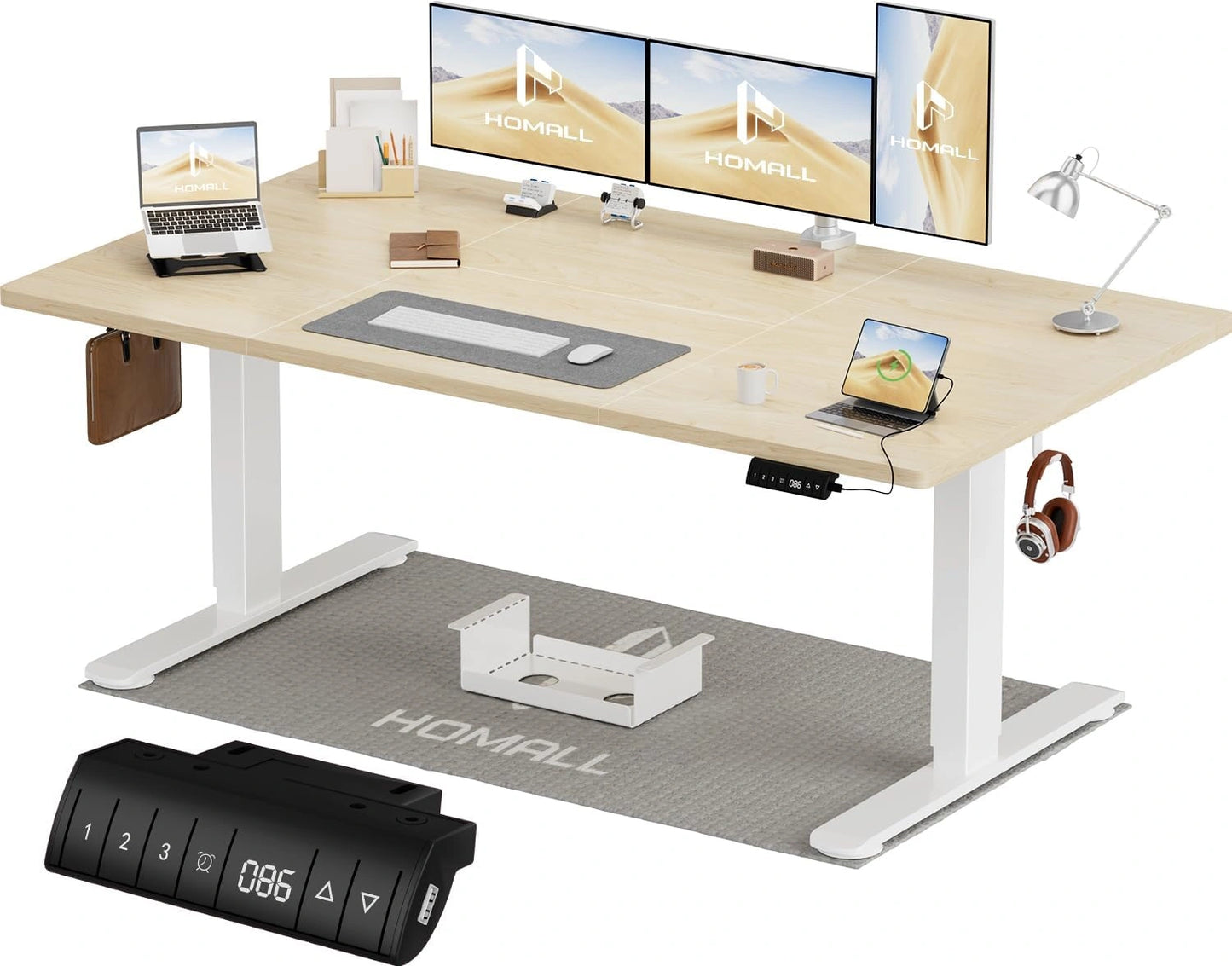 Bureau Électrique Réglable Homall 160x80 cm avec Mémoire et Anti-Collision