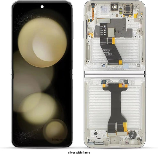 Écran AMOLED de Remplacement pour Samsung Z Flip 5 SM-F731, 6,7 Pouces, Argent avec Cadre