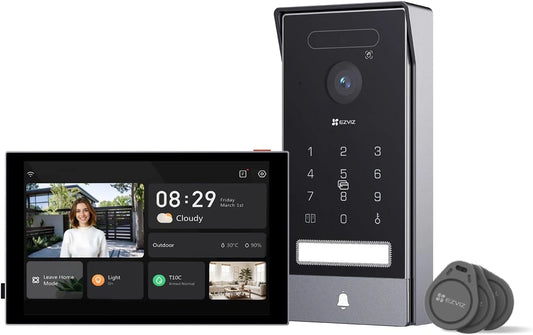 Moniteur Vidéo Connecté 4K EZVIZ, Écran Tactile 8", Reconnaissance Faciale et de Paume, Déverrouillage à Distance, Double Câblage, Détection de Présence, Compatible RFID, Étanche, WiFi Double Bande, Modèle HP7 Pro