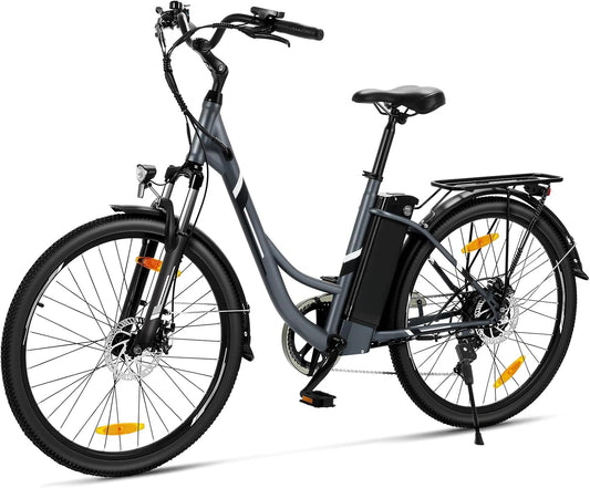 Vélo Électrique Urbain Touroll B1 26" avec Batterie Amovible 36V 15.6Ah, Moteur 250W, 7 Vitesses pour Adulte