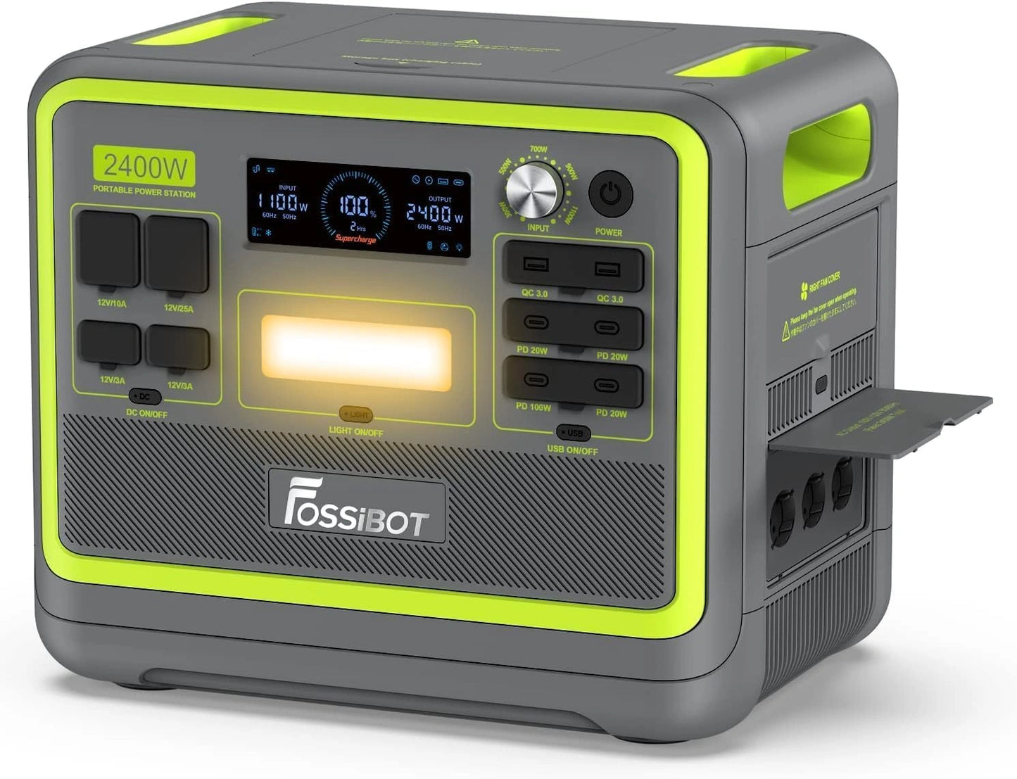 Générateur Solaire Portable FOSSiBOT F2400 2048 Wh 2400 W, Charge Rapide pour Maison et Camping