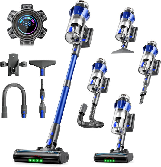 Aspirateur Balai sans Fil Hearten 600W, 70000Pa, 65min Autonomie, Grand Bac 1,8L, Écran LED, Détection des Particules, Filtration 8 Niveaux, Accessoire Flexible pour Tous Sols