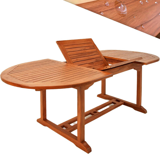 Table de Jardin Extensible en Eucalyptus FSC 150-200cm pour 6-8 Personnes