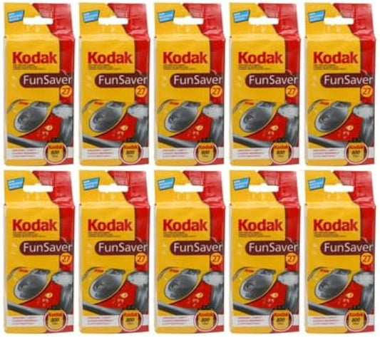 Kodak Fun Saver Pack de 10 Appareils Photo Jetables 35mm Couleur avec Exposition Automatique