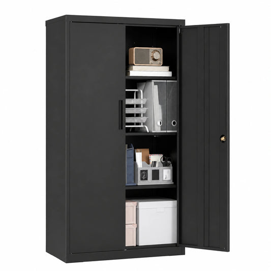 caisson-de-bureau-verrouillable-avec-etageres-reglables-acier-noir-mat-zaxuuc3249np