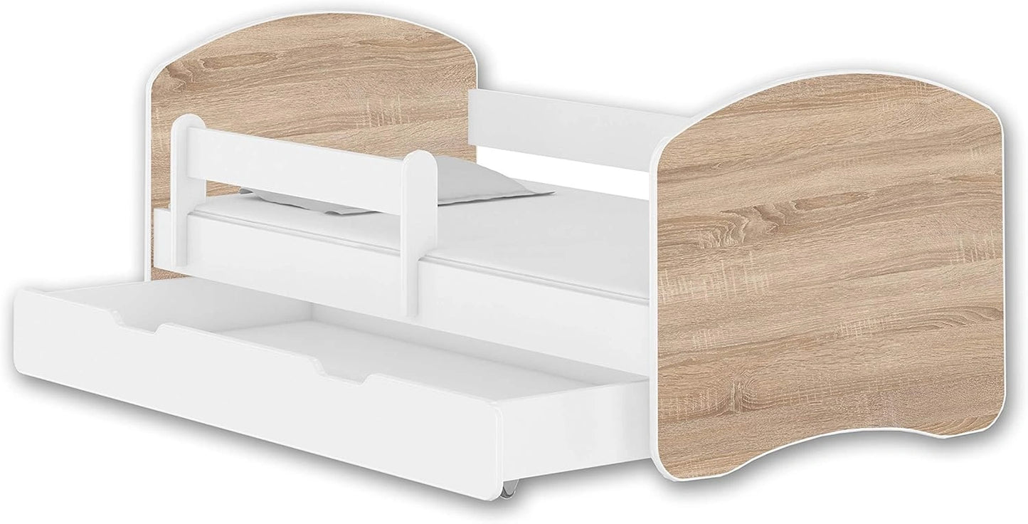 Lit Junior pour Enfant avec Tiroir et Matelas Gratuit - Blanc/Sonoma (160x80 cm)
