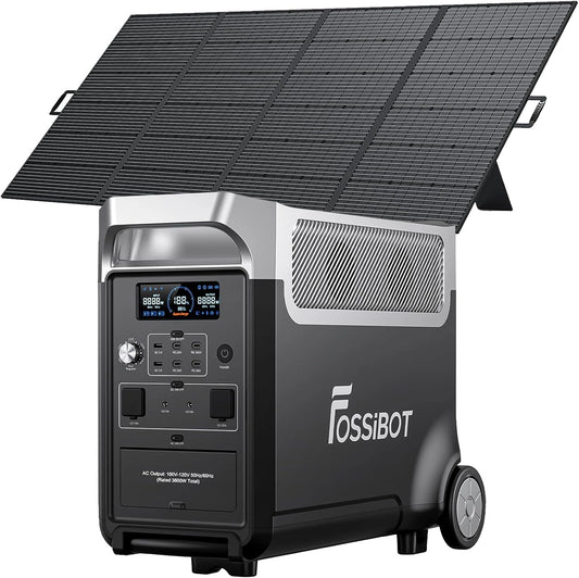 Générateur Solaire FOSSiBOT F3600 Pro 3600W avec Panneaux 400W, Station Portative LiFePO4 3840Wh pour Maison et Camping