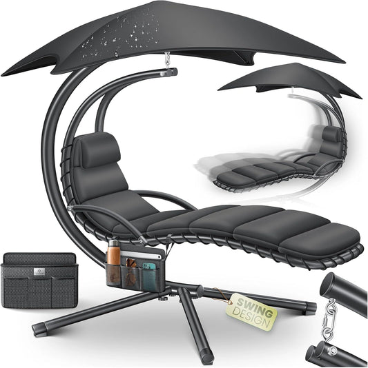 KESSER® Chaise Longue Flottante avec Pare-Soleil, Transat Suspendu, Hamac Confortable Portatif, Charge Maximale 120 kg