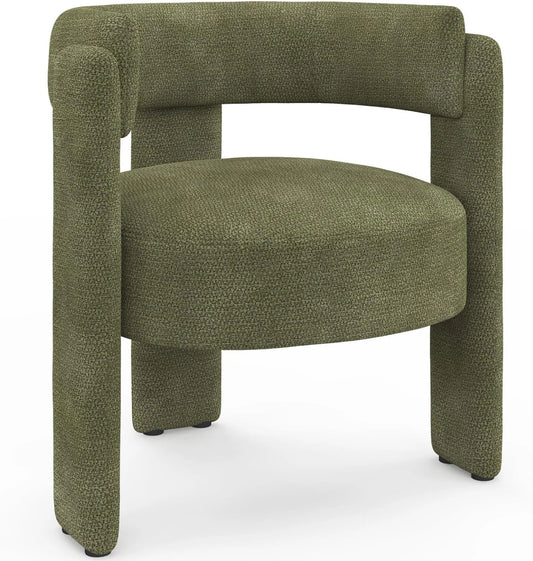 Fauteuil Tripode en Tissu Chenille Vert - Gustave par IDMarket