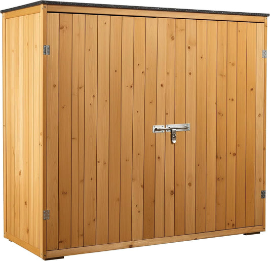 Abri de Jardin en Bois Verni avec Toit PVC et Double Porte 136x58x127 cm